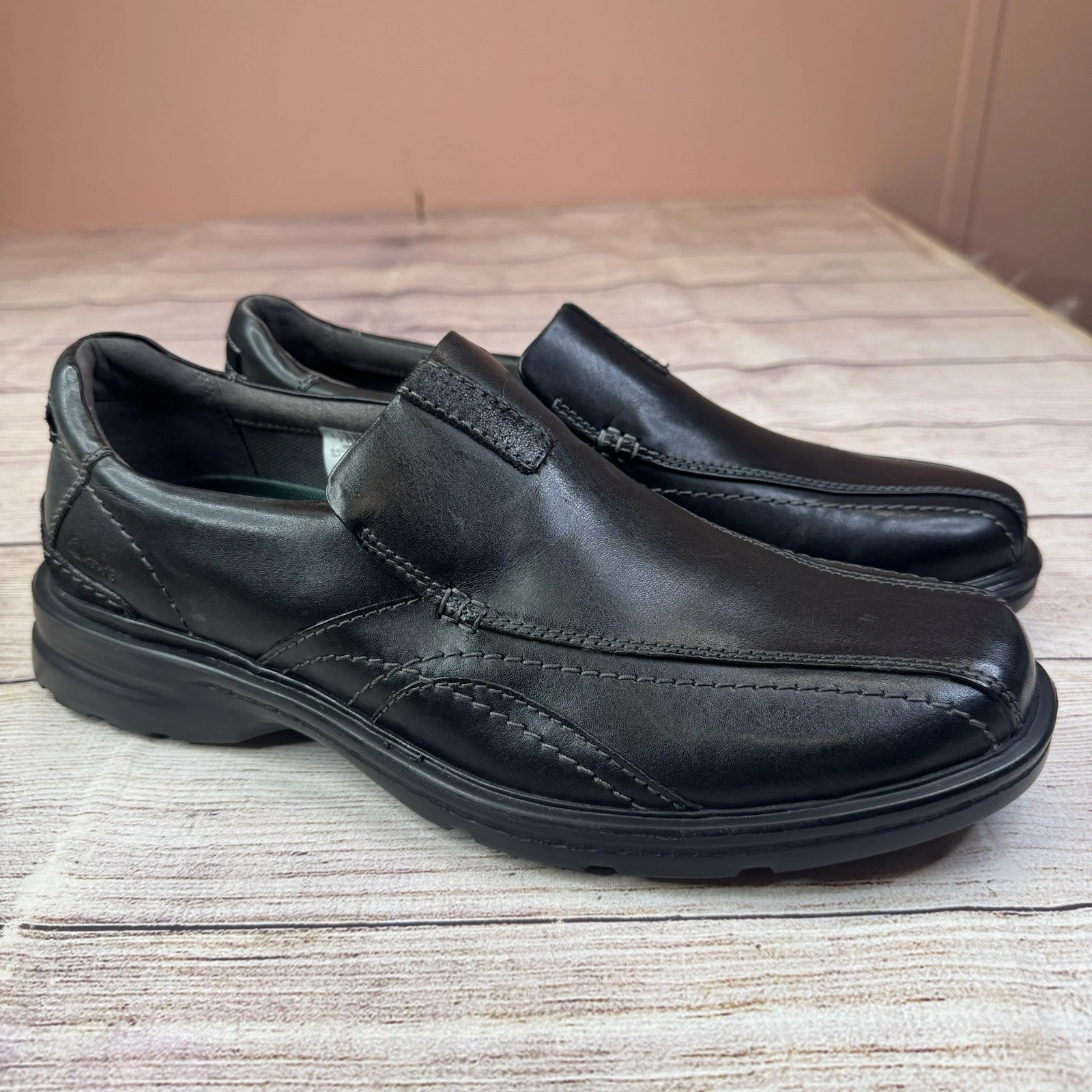 Scarpe mocassino casual Clarks uomo Gessler Step in pelle nera 13M