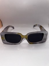 Rectangle Gray Women's Sunglasses Black Tinted Lens Plastic Frame Solid