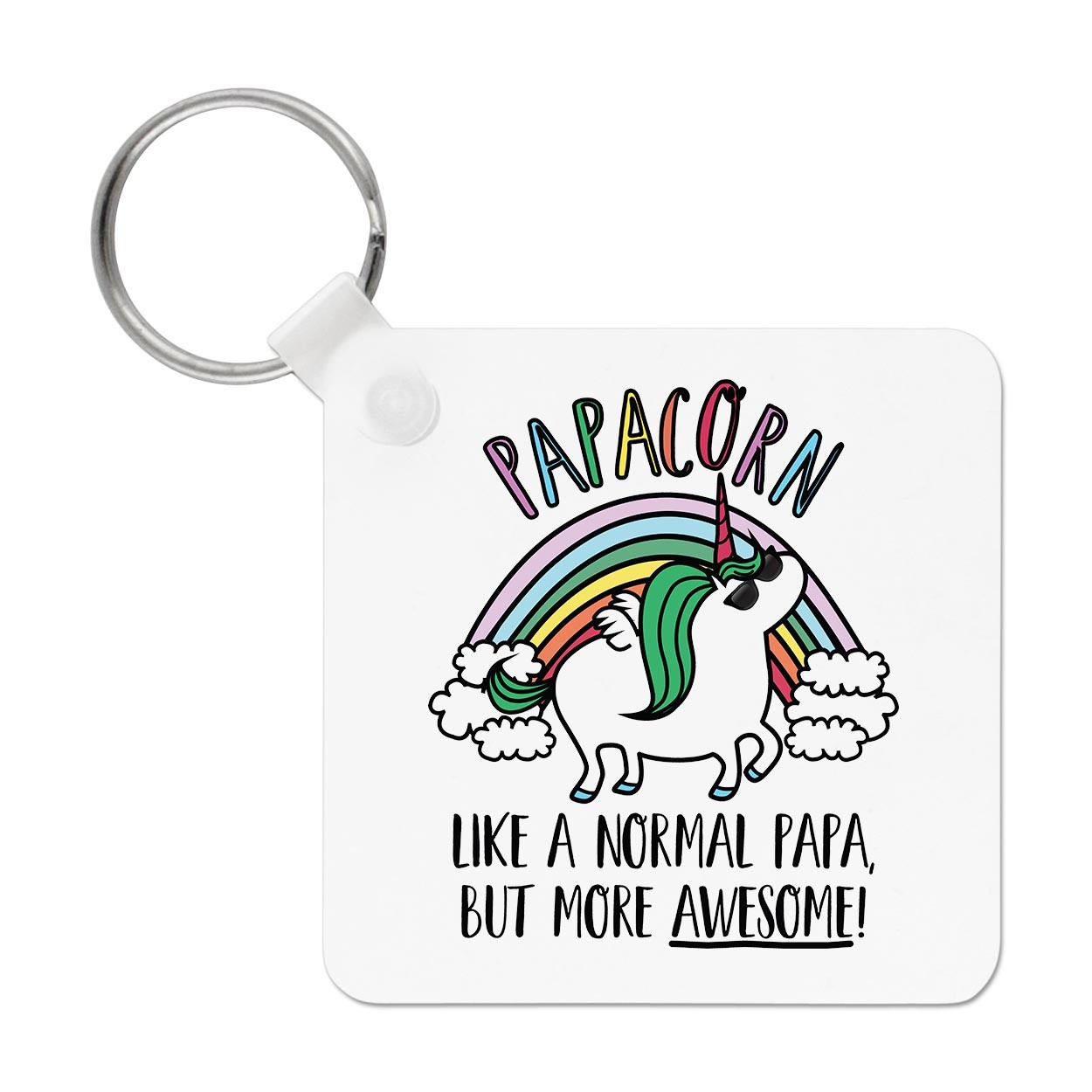 Papacorn Unicorn Like A Normal Papa Awesome Keyring Key Chain Dad Fathers Joke