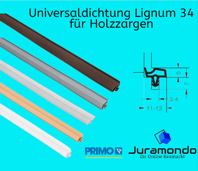Primo Universaldichtung Lignum 34 Holzzargendichtung 5m verschiedene Farben