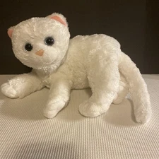 Ty Classic Crystal White Kitty Cat Plush TySilk Blue Eyes Pink Ears Floppy READ