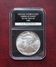 USA 1986 1oz .999 fine silver first year slabbed Americal eagle dollar