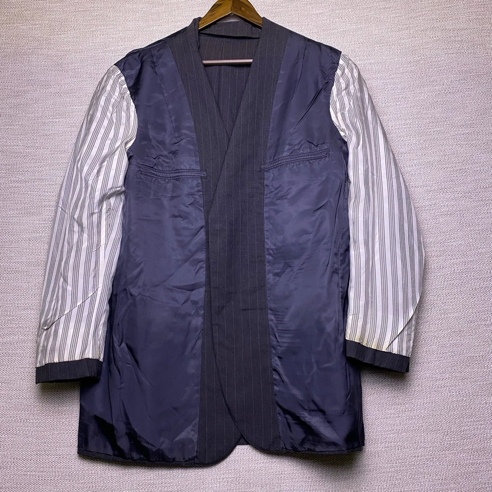 80s Brooks Brothers Golden Fleece Suit 2 Piece 46L (41x30) 3/2 Gray Striped FLAW - Image 4 of 4