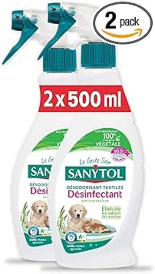 Sanytol Désinfectant Textiles éliminateur d'odeurs de sport pack de 2