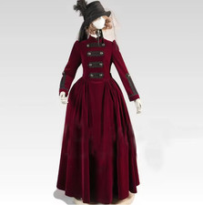 1890s Gothic Steampunk Wedding Dresses Victorian Edwardian Duchess Red Velvet