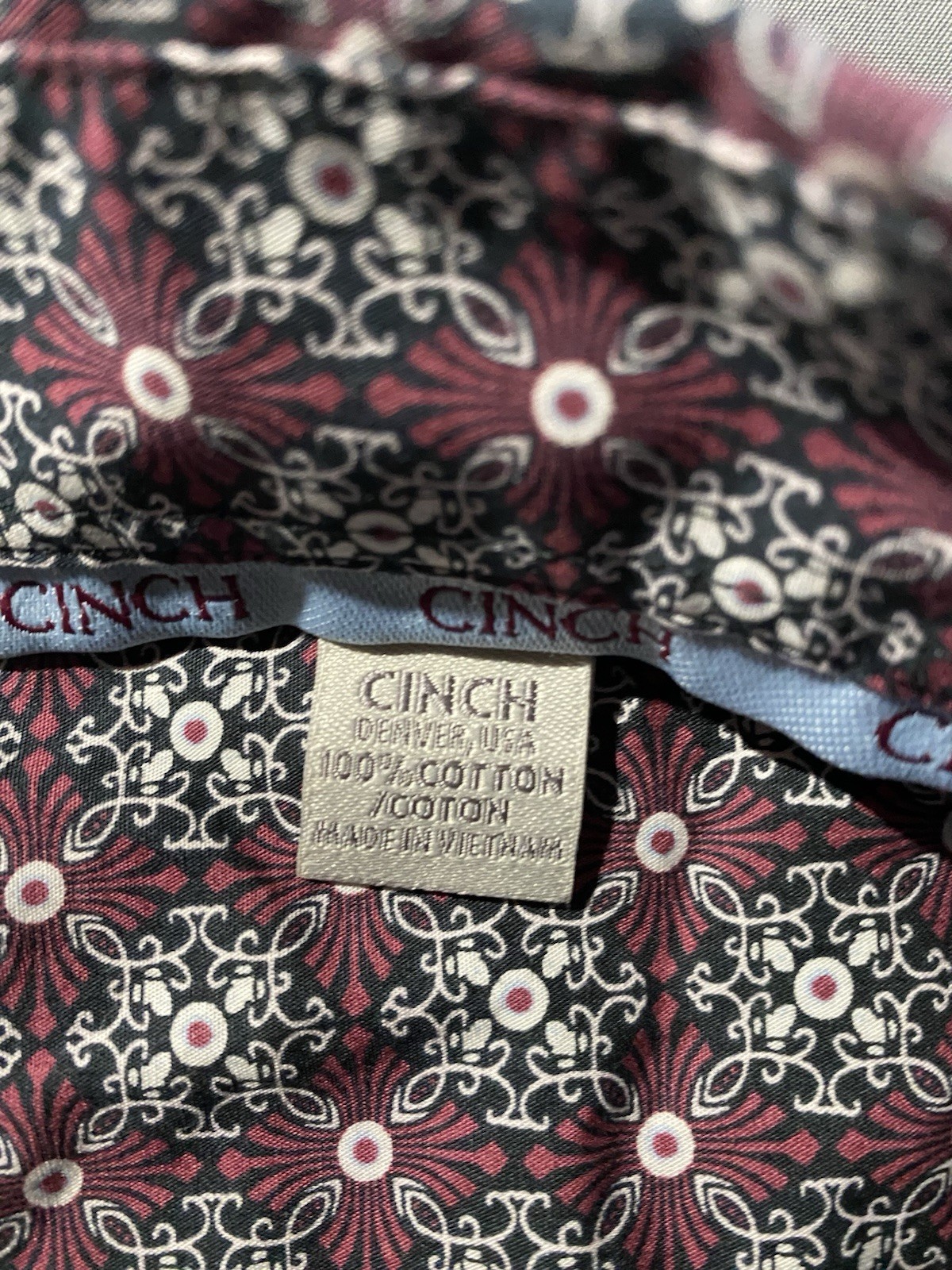 Cinch Burgundy Geometric Pattern Button Up Short … - image 8