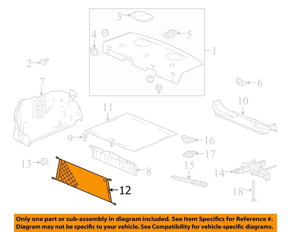 适合 2007 - 2008 雪佛兰 MALIBU NET ASM CONVENIENCE * 黑色 15899372 - 全新 原始设备制造商 — 第 2/3 张图片