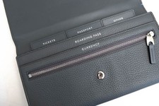 SMYTHSON Panama Marshall Travel Wallet Leather Passport Case Gray Used JAPAN