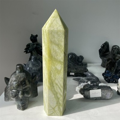 5.5LB 12.6'' Natural Xiuyan Jade Obelisk Tower Crystal Quartz Heal Energy Point