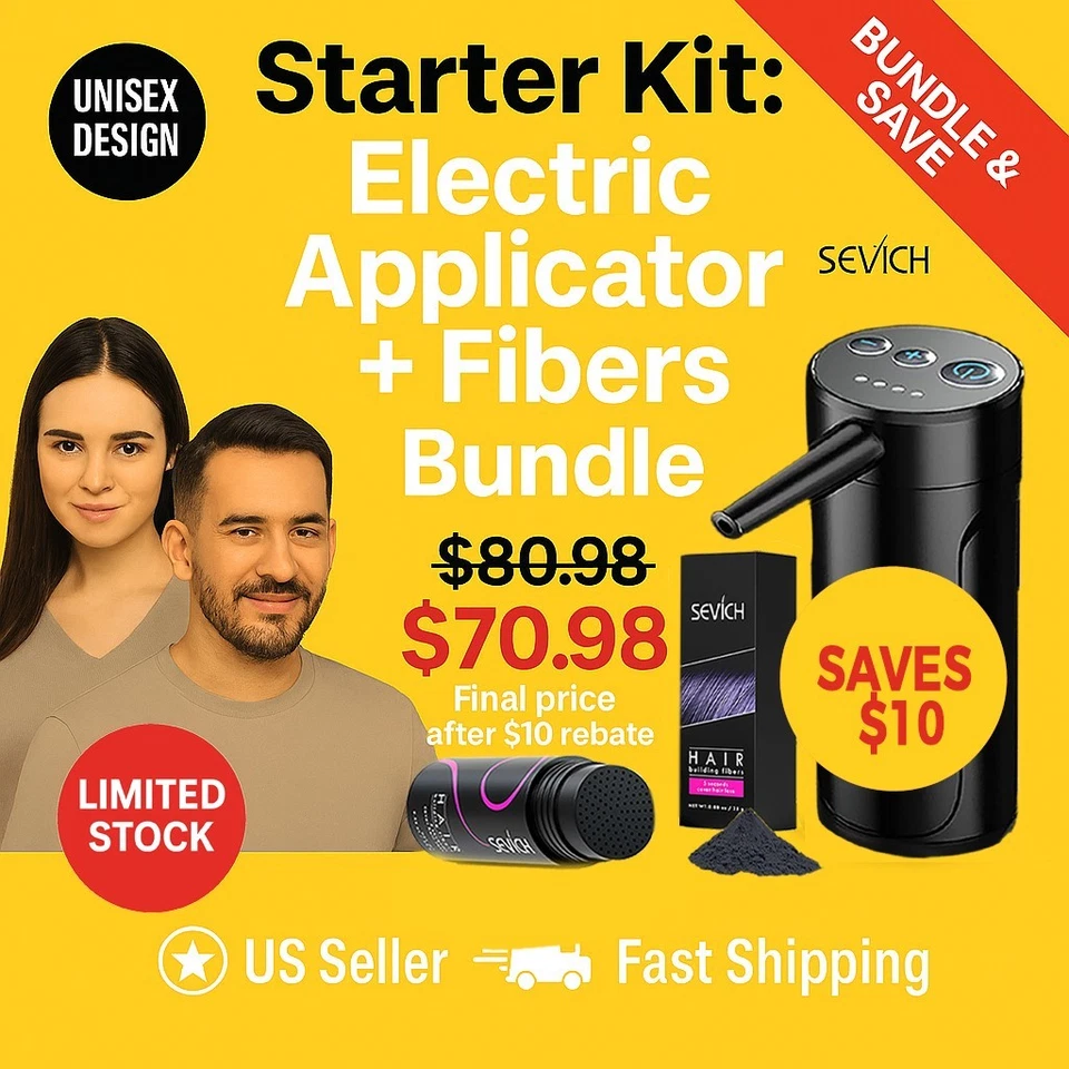 SEVICH Applicator + 25g Hair Fibers Kit | Save $10 Bundle | Dark Brown/Black - Image 3 of 4