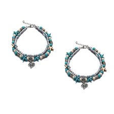  2 Pack Ankle Chains for Women Anklet Bracelet Alloy Anklets Bohemian
