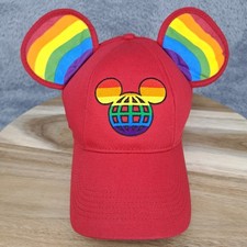 Disney Hat Cap Red Rainbow Mickey Mouse Ears Baseball Adults Walt Disney Pride