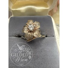 Vintage 1960s Sterling Silver Flower Ring Cle...
