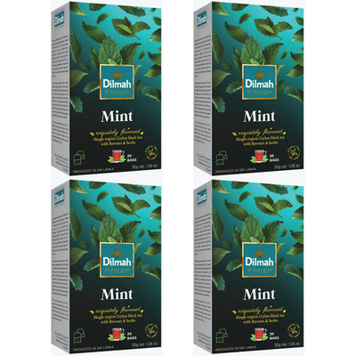 Dilmah Mint Single Region Black Tea 20 Bags Refreshing Aromatic Tea (Pack Of 4)