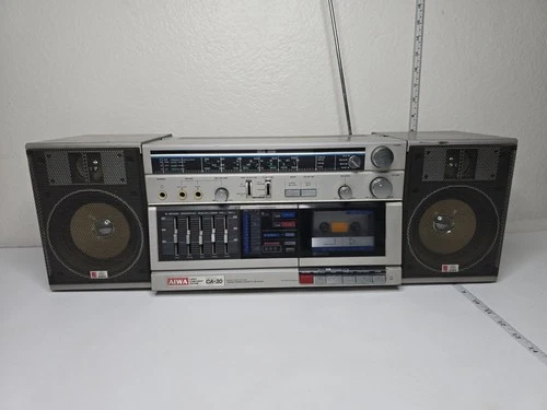 Aiwa CA-30 Carry Component System 80s Silver Retro 80s Ghetto Blaster Untested