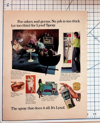 Vintage 1960s Lysol Spray Disinfectant Magazine Ad Odor Germs Pet Diaper