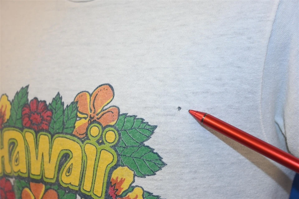 Camiseta vintage años 70 HAWAII TROPICAL HIBISCO FLORES ISLA SURF ALGODÓN MEDIANA M Foto 3 de 4