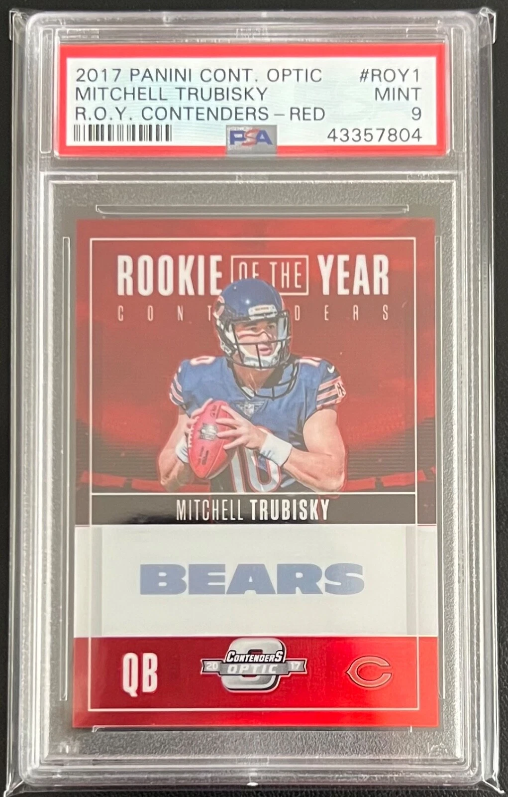 Mitchell Trubisky Panini Contenders Optic Rookie of the Year Contenders #ROY1 Red
