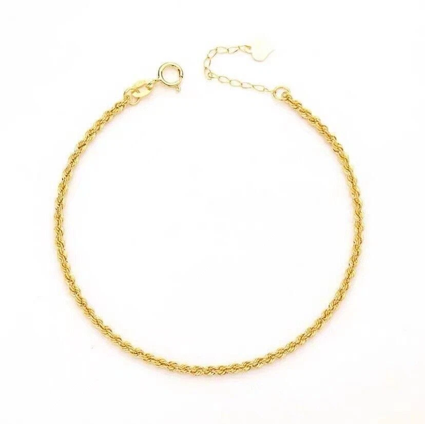18K Solid Gold Twist Chain Bracelet Beautiful Charm Jewelry 7.1" - Image 4 of 4