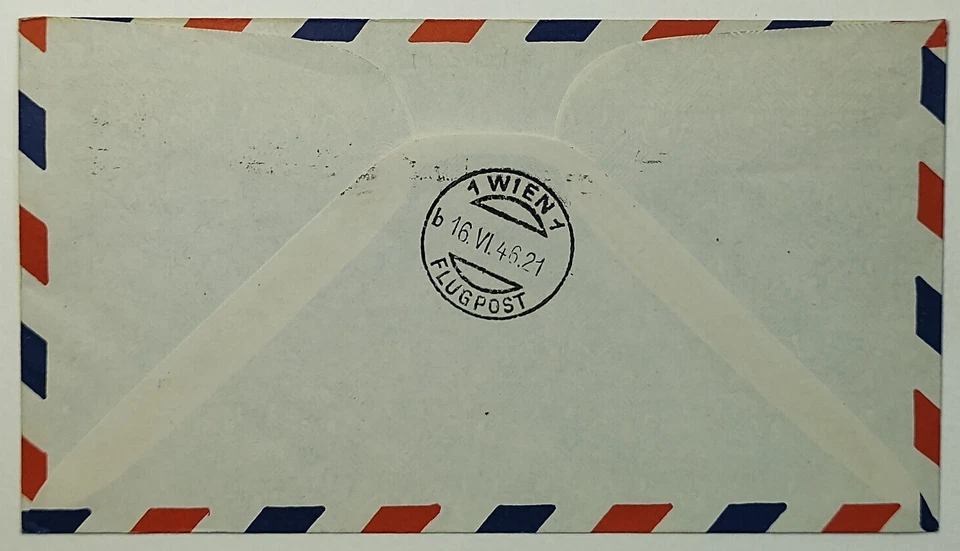 1946 Belgium First Flight Pan American Brussels to Vienna Austria Airmail Cover - Image 2 of 2