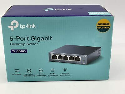 TP-Link TL-SG105 5-Port 1000Mbps Gigabit Ethernet Desktop Switch, Steel Case