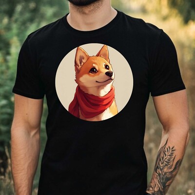 Mens Anime Dog Print Cotton T-Shirt Size XS to 5XL