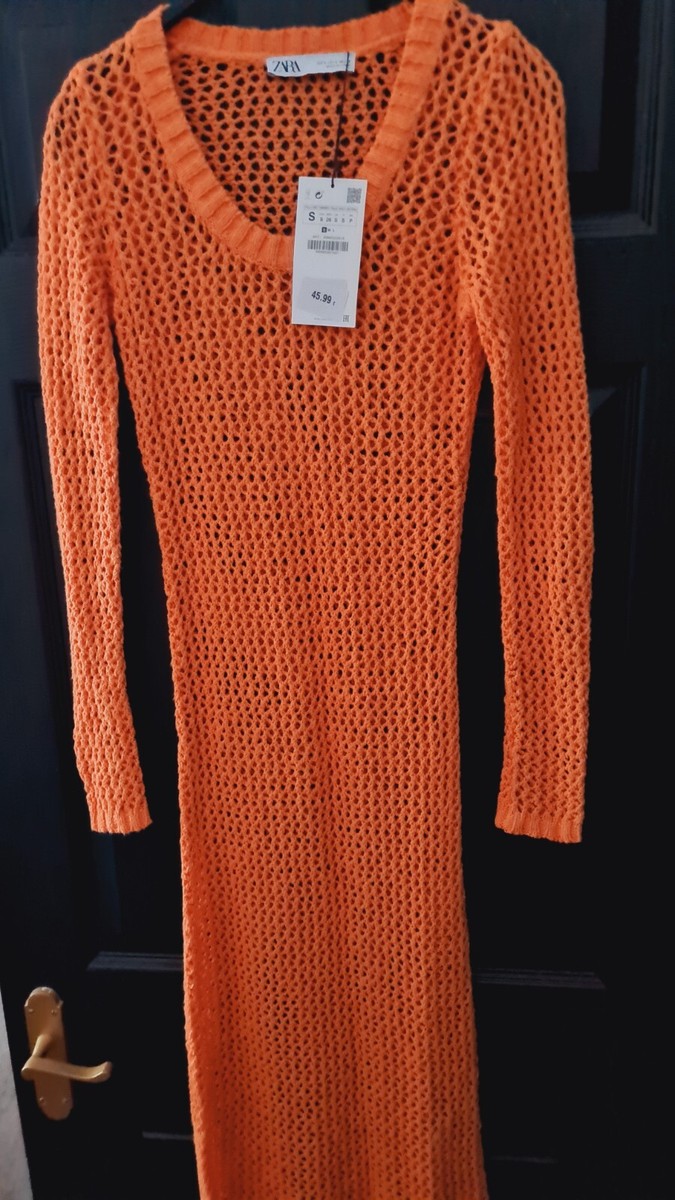 Zara Women's Orange Knit Dress Size Small UK