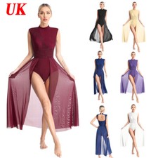UK Women's Ballet Lyrical Dance Dress Gymnastics Leotards Performance Costume