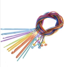 12 Plastic Afghan Tunisian Crochet Hooks Finish Weave Knitting Craft Needle