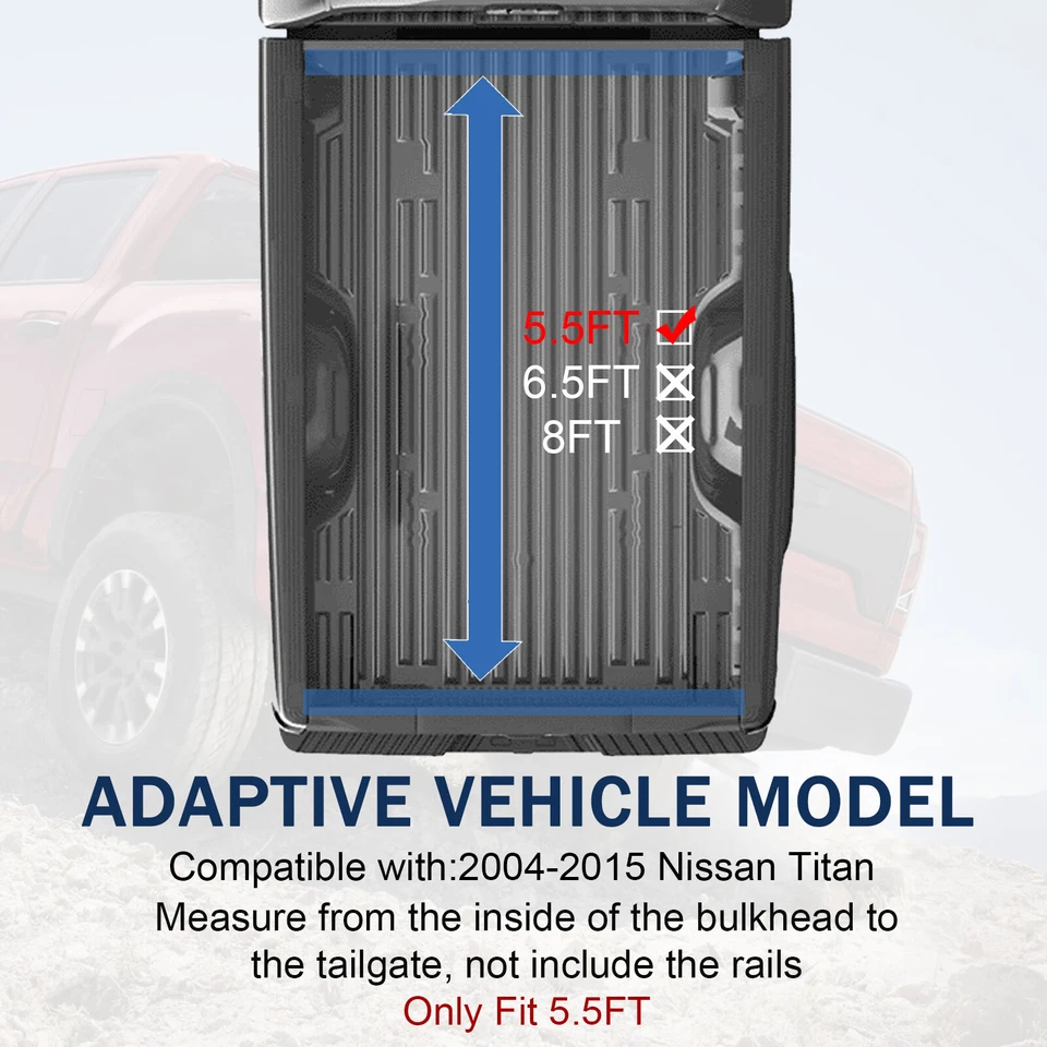 Мягкий сворачивающийся чехол для короткого кузова Nissan Titan 2004-2015 годов выпуска 5,5 фута 66 дюймов - Изображение 2 из 4