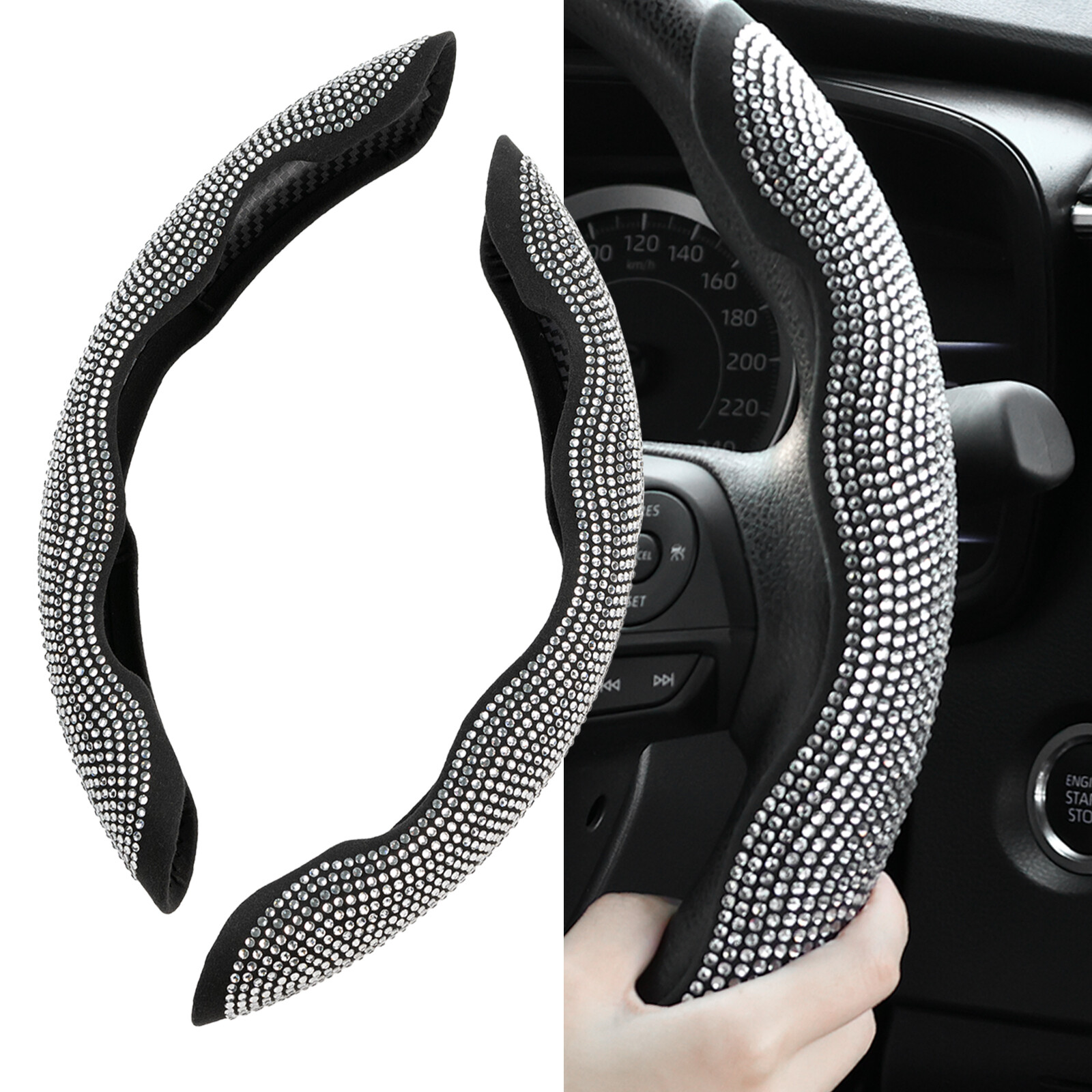 Universal Car Steering Wheel Booster Cover Crystal Diamond Accessories Non-Slip