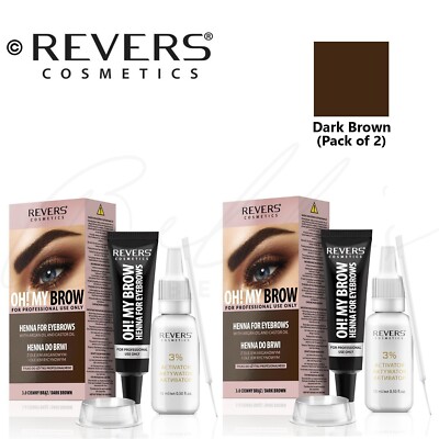 Henna Augenbrauen Wimpern Tönung Brow Dye Paint Cream Full Kit Set - DUNKELBRAUN 2er Pack