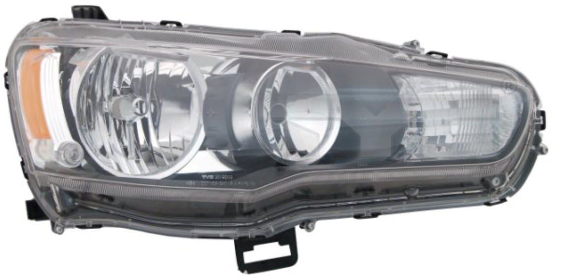 Phare droit HB3 HB4 pour Mitsubishi Lancer VIII de 2008 à 2015 en polycarbonate noir