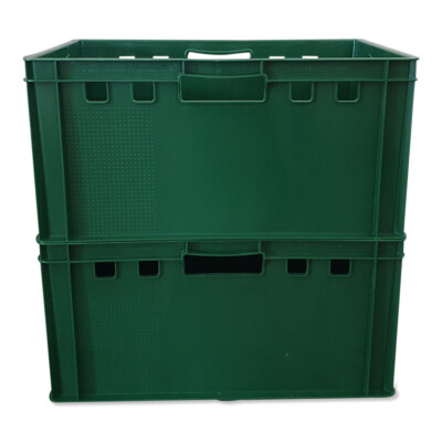 2 x E3 Euronorm Box Metzgerkiste Transportbox Obstkiste Gemüsekiste NEU grün