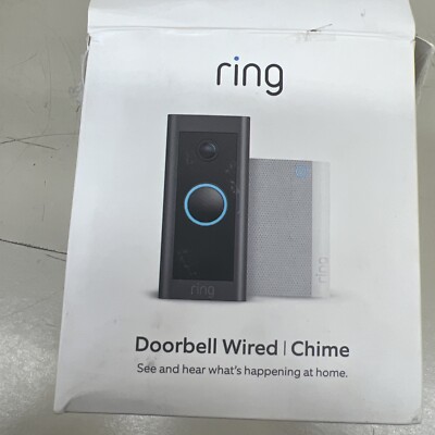 OPEN BOX - Ring Wi-Fi Smart Video BLACK Wired Doorbell with Chime