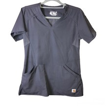 Carhartt C12106 Women's Force Modern Fit Twill V-Neck Scrub Top Grey Size XS