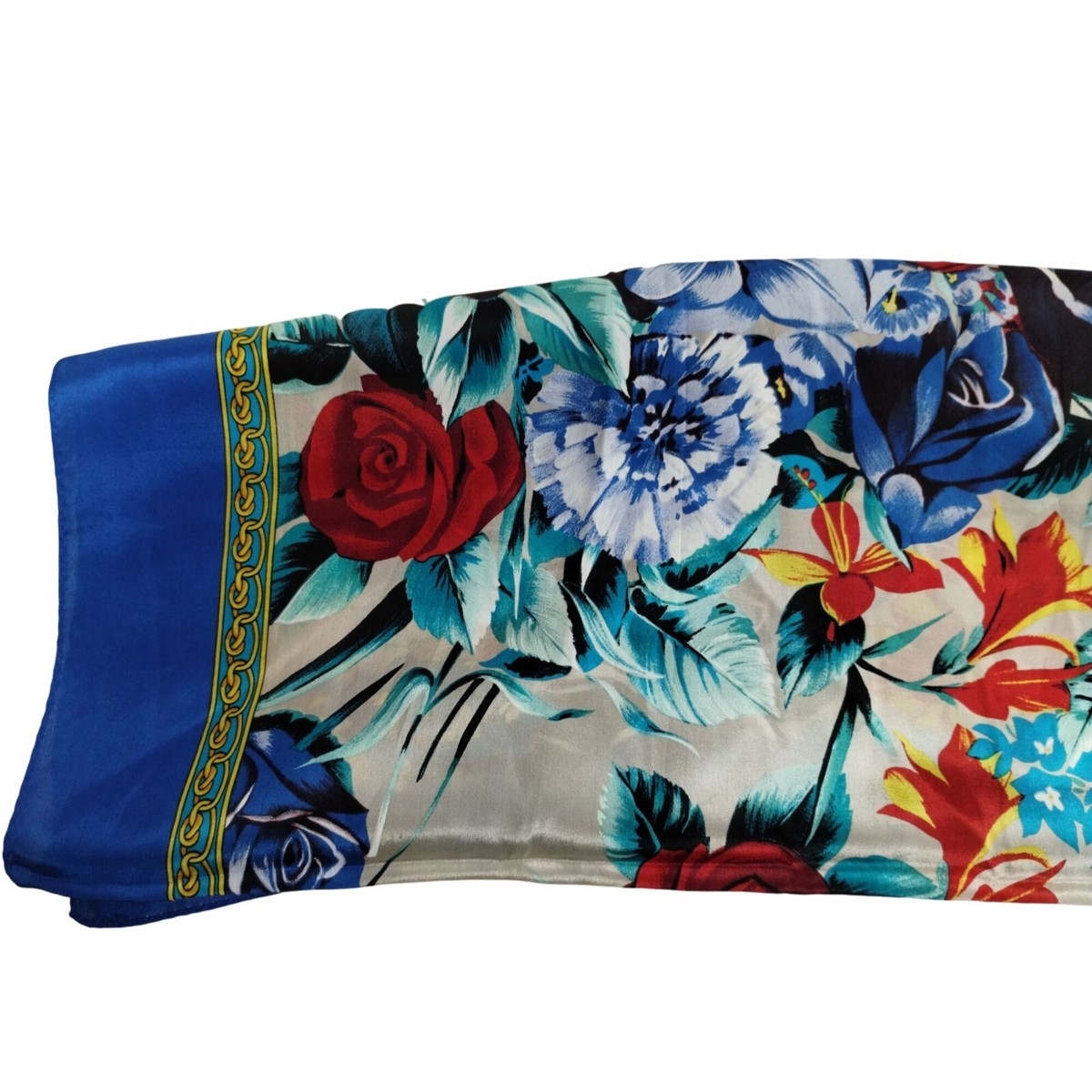 GIVENCHY ★素敵！FLORAL STARS PRINT BLUE LONG FOULARD SCARF GIVENCHY SCARF FLORAL STARS SIGNATURE PRINT BLUE 100% SILK