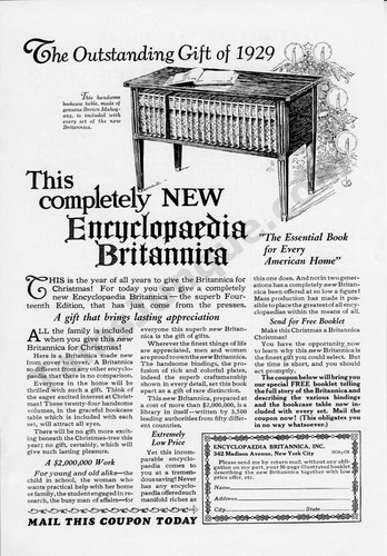 1929 Encyclopedia Britannica 14th Edition Vintage Print AD Great Gift! (367) - 第 1/1 張圖片