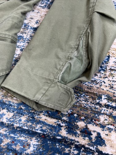 Vtg Military Coat Man's Field W/Hood M65 Cotton Sateen OG 107 Reg. X-Small XS - Picture 8 of 16