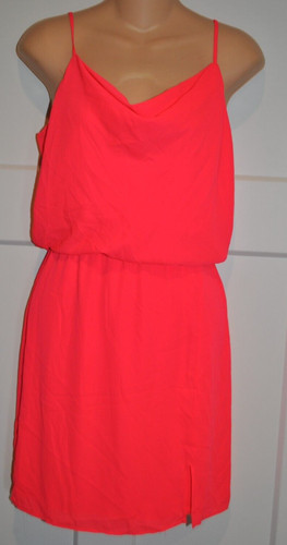 KRISA Revolve Drape Neck Blouson Mini Fluorescent Bright Pink Dress XS NWT