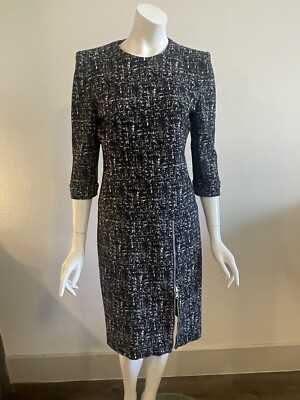 Alexander McQueen Black and White Midi Dress Size 42