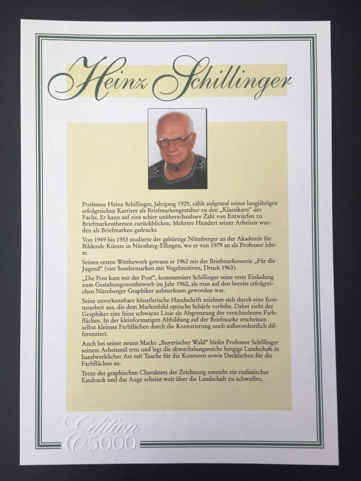 GERMANY ART-EDITION 1997/5 HANDSIGN BY ARTIST!! RARE!! BAVARIAN FOREST - Image 4 of 4