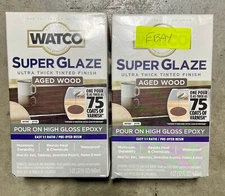 2X Rust-Oleum Watco Super Glaze Pour On High Gloss Epoxy 1 Quart Aged Wood New