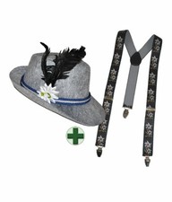 Seppl Hut Trachten Hut Bayern Tiroler Hut grau Oktoberfest Hut INKL Hosenträger