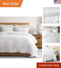 White King Size Quilt Bedding Sets with Pillow Shams, Lightweight Soft Bedspr...