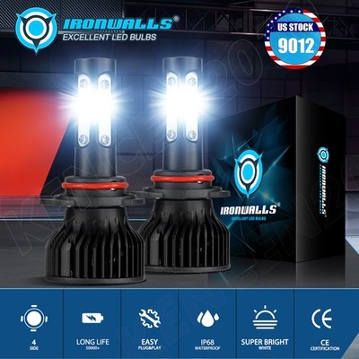 4-sides 9012 LED Headlight Bulbs Kit High Low Beam 1800000LM Super Bright 6500K