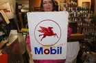 Vintage Mobil Pegasus Gas Station Gasoline Motor Oil 22" Metal Sign