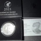 2021-W Burnished $1 American Silver Eagle, Type 2, Uncirculated  with COA