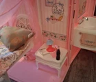1998 VINTAGE Barbie Bed & Bath Playset Fold Up Pink Case Purse no bow