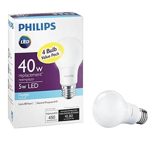 Philips LED Light Bulb 40W Equivalent Daylight A19 Medium Base - 16 Pack - Picture 2 of 2